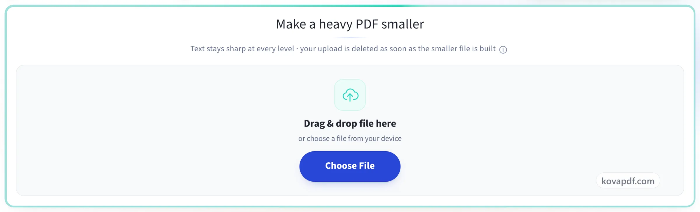 The Compress PDF upload panel