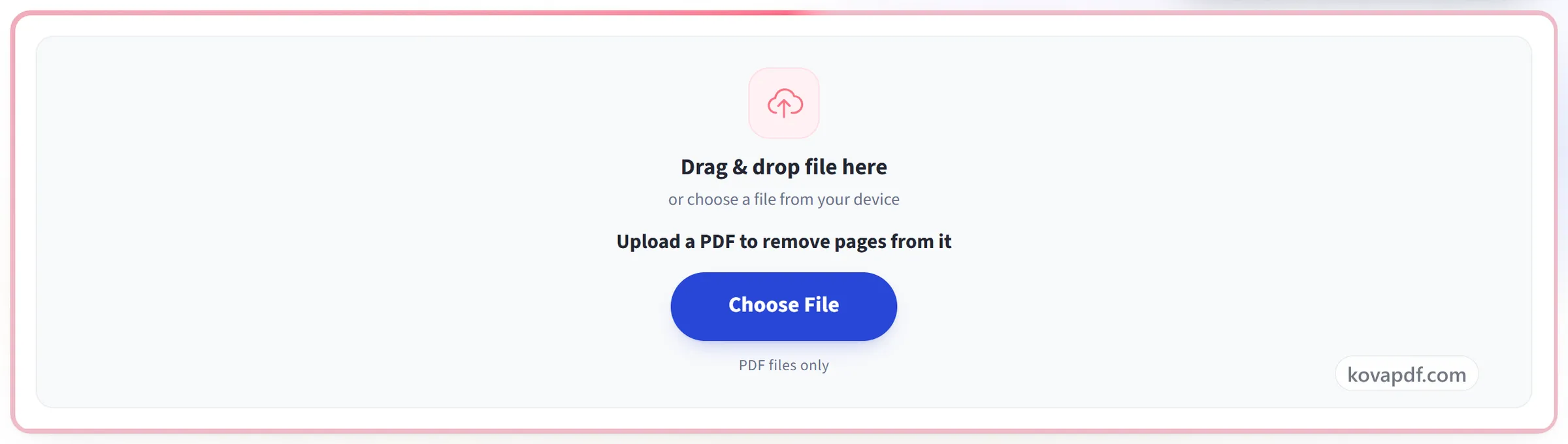 The Delete Pages upload panel
