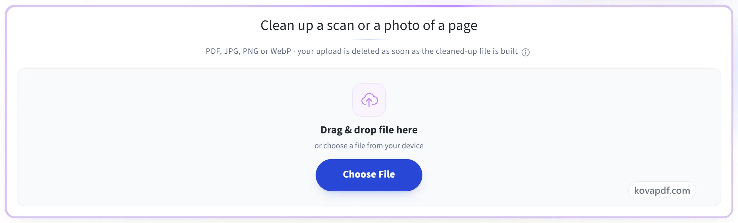The Enhance PDF upload panel