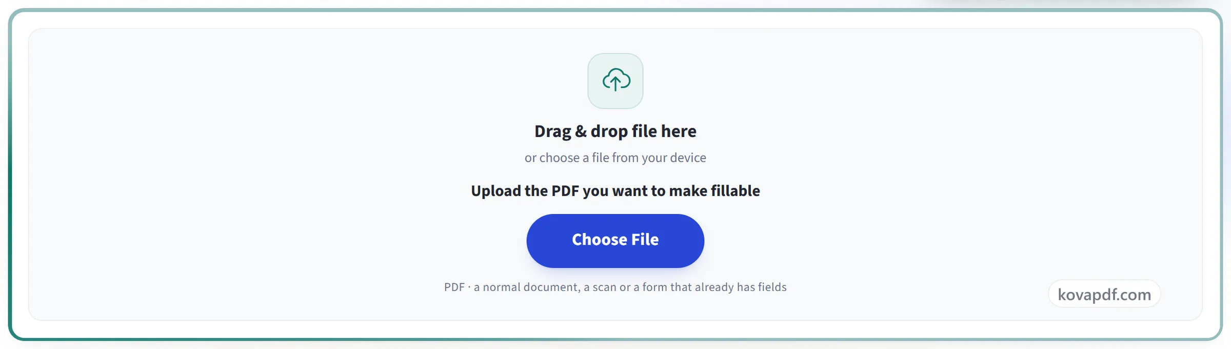 The PDF Forms upload panel