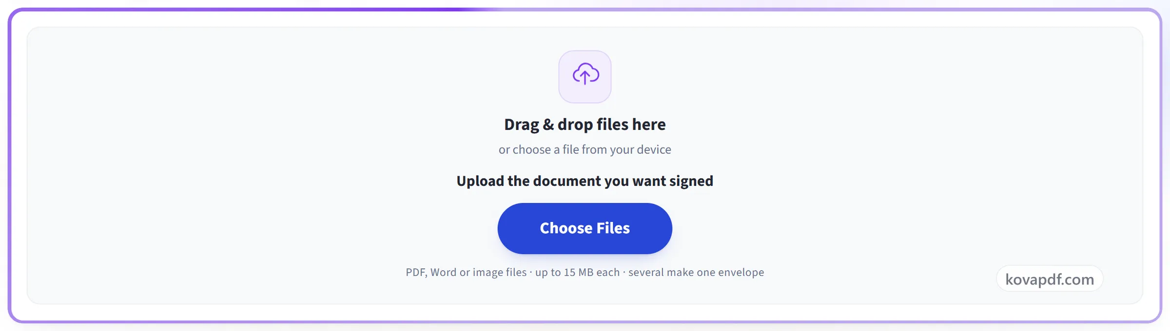 The Request Signatures upload panel