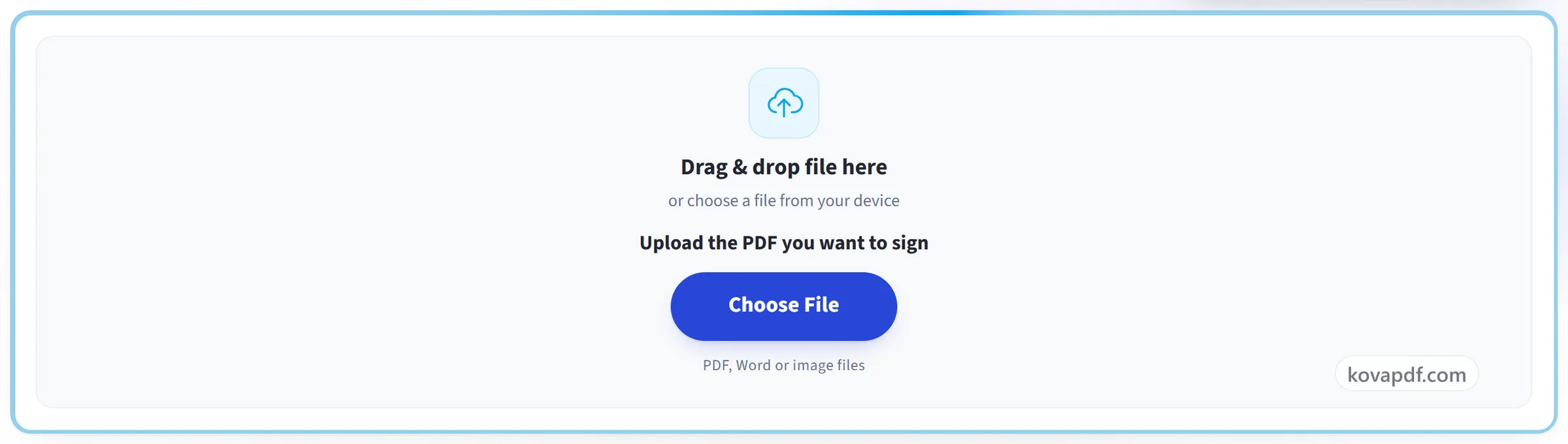The Sign PDF upload panel